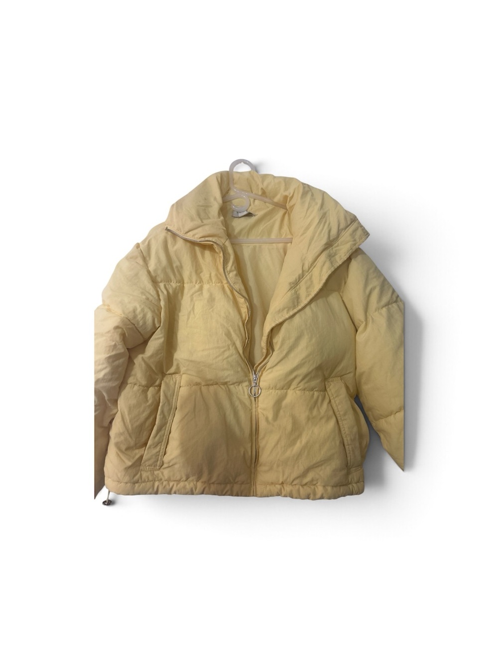 Forever 21 Pale Yellow Puffer Jacket with Hood
